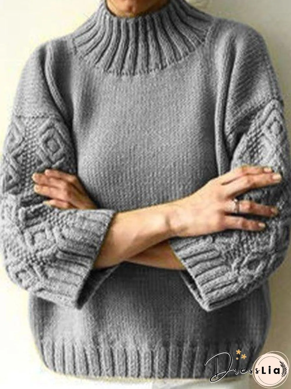 Plus Size Plain Long Sleeve Casual Sweater