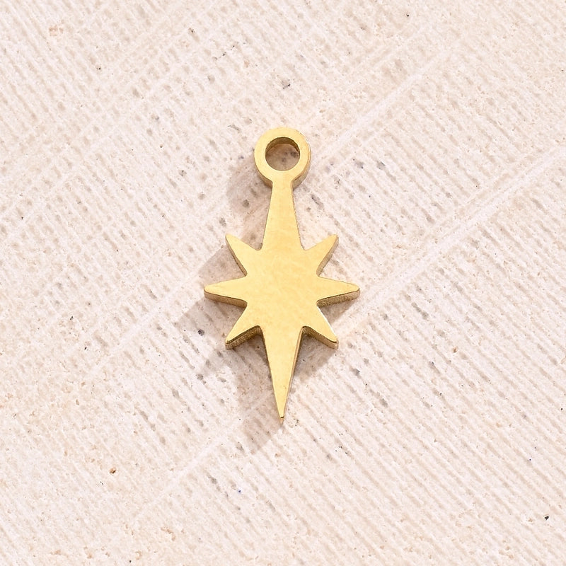 1 Piece 13x7mm 14x6mm 7×5.5mm Hole 1~1.9mm 304 Stainless Steel 18K Gold Plated Pentagram Heart Shape Key Polished Jewelry Accessories Pendant