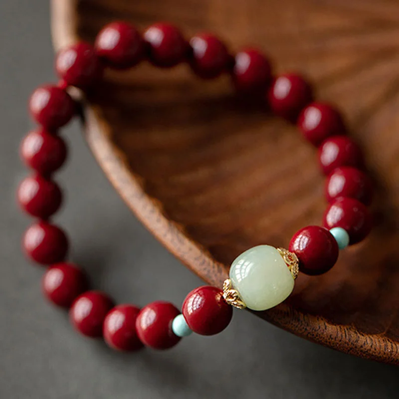 Cinnabar Green Aventurine Fortune Luck Bracelet