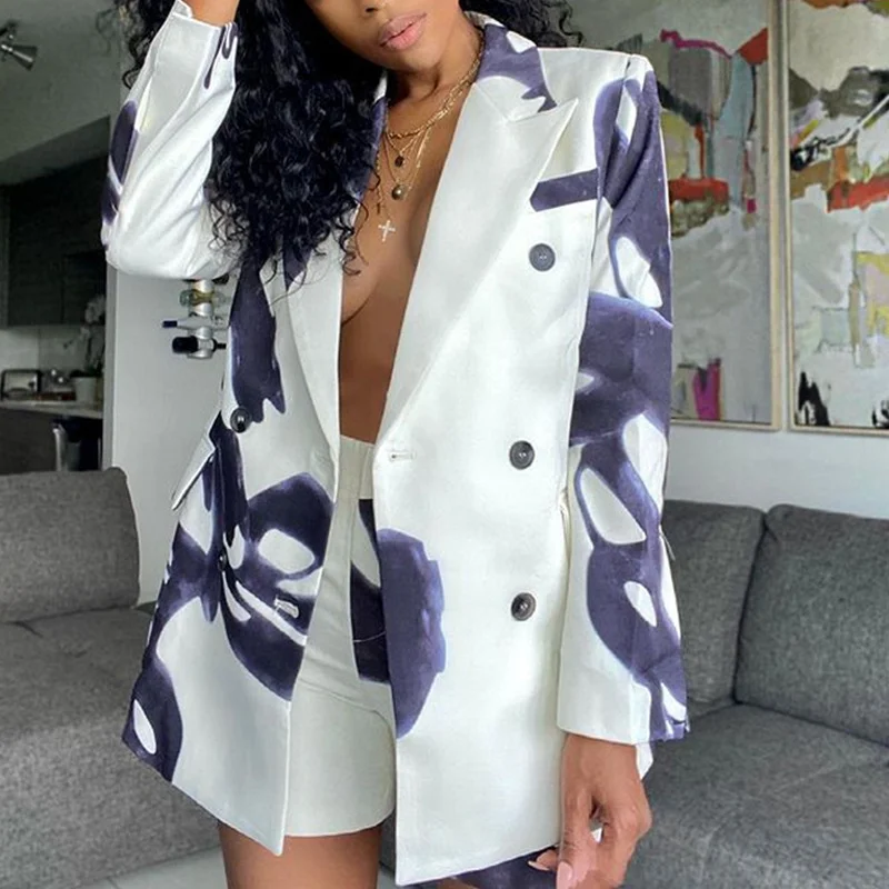 New printed loose suit two-piece suit
