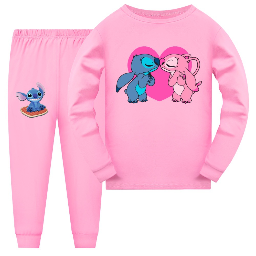 Stitch-Themed Long Sleeve Pajama Set for Kids 110-170 - Cozy Sleepwear for Boys and Girls -Mayoulove