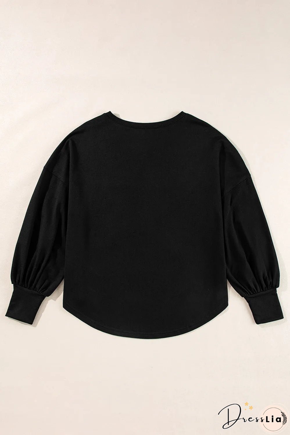 Black Studded Star Graphic Oversized Long Sleeve Top