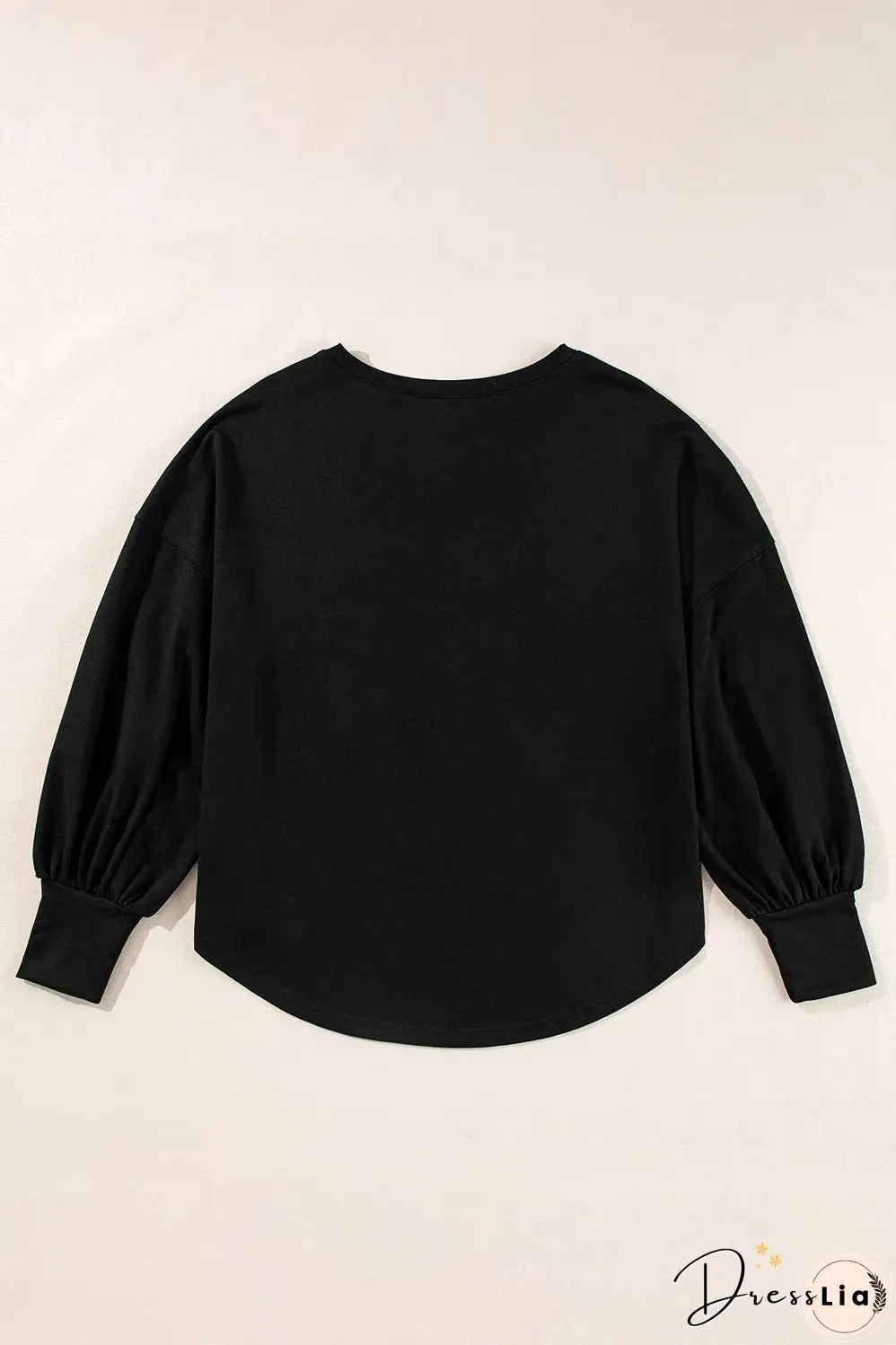 Black Studded Star Graphic Oversized Long Sleeve Top