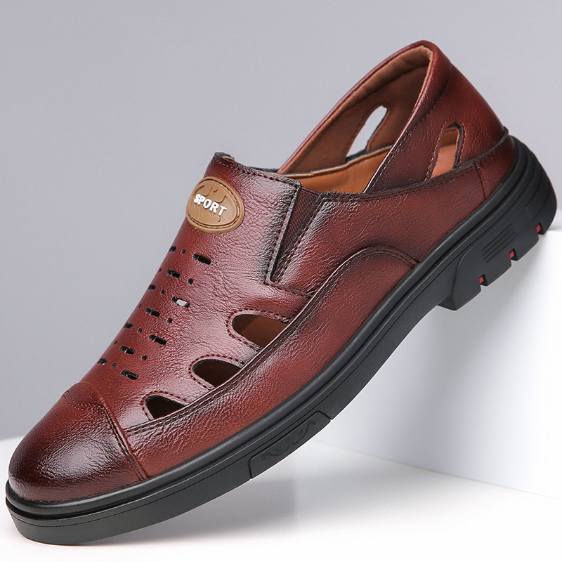 Arkget Shoes | Men's Leather Hallow-Out Breathable Driving Shoes