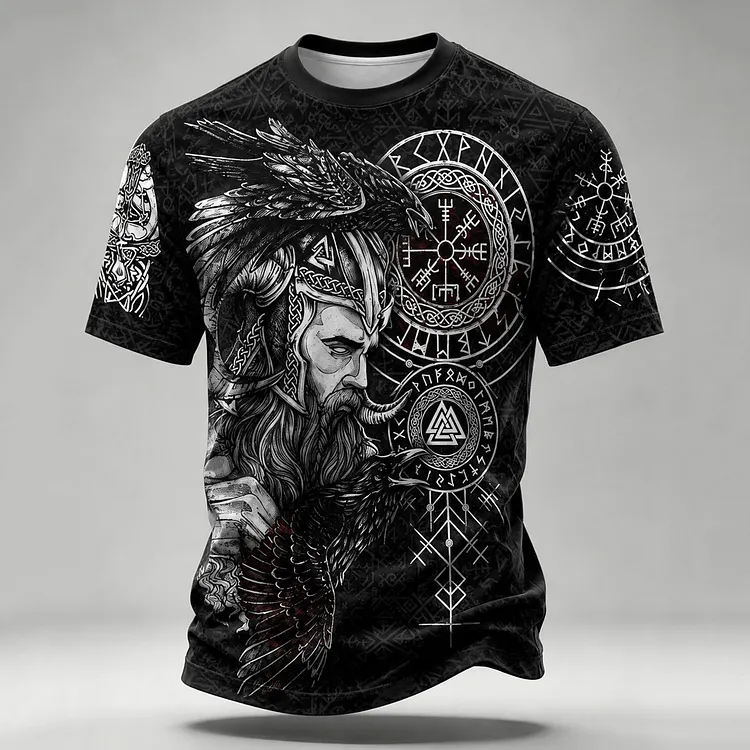 Men's Vintage Viking Samurai Art Print T-shirt