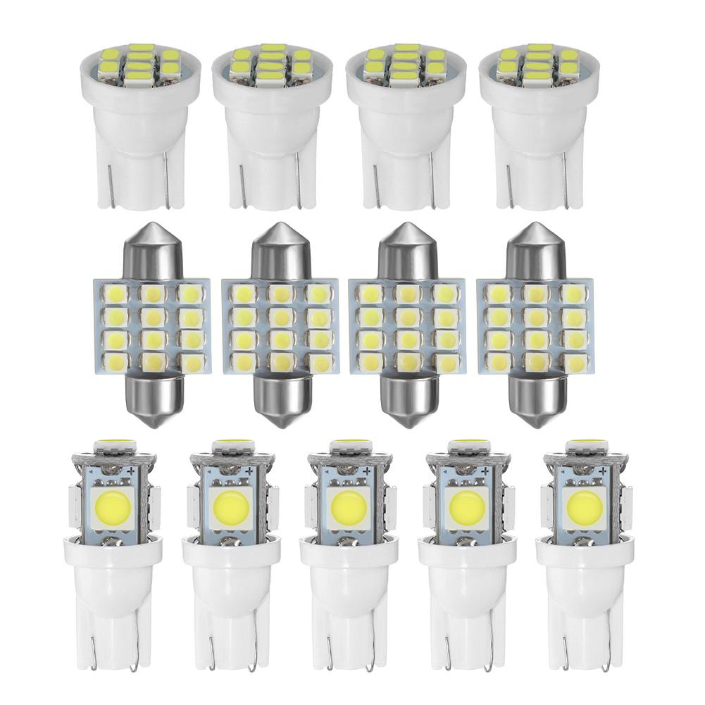 

13pcs/set Car Interior LED Light Bulb Kit Festoon Dome License Plate Light, 501 Original