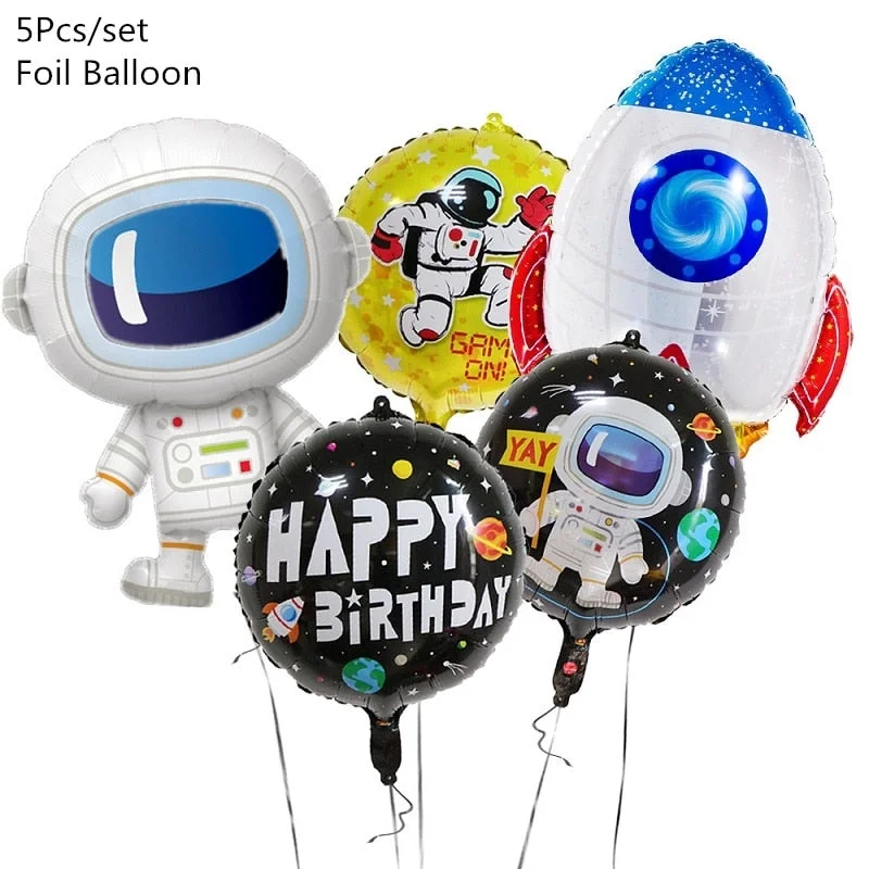 Outer Space Party Astronaut Rocket Ship Foil Balloons Galaxy/Solar System Theme Party Boy Kids Birthday Party Decoration Favors