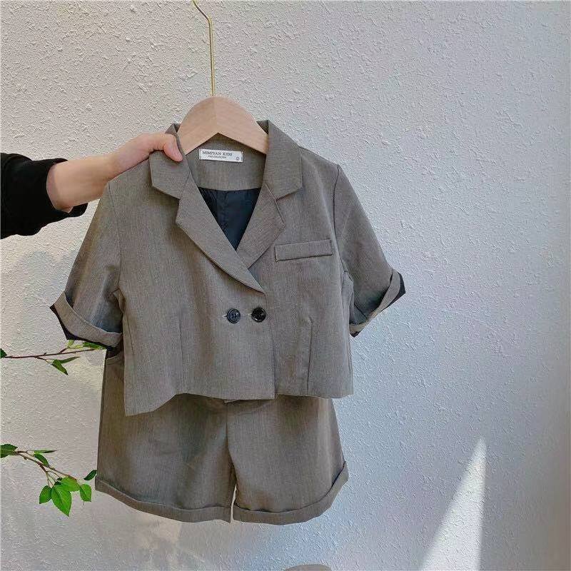 Fashion Baby Girl Boy Formal Clothes Set Suit Jacket+Short 2PCS Infant Toddler Baby Suit Blazer Jacket Korean Baby Clothes