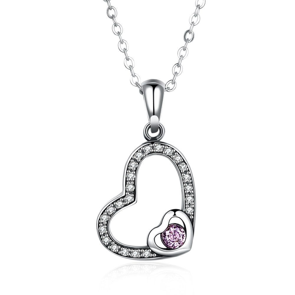 Trendy Personality New  Stone Inlaid Heart Necklace