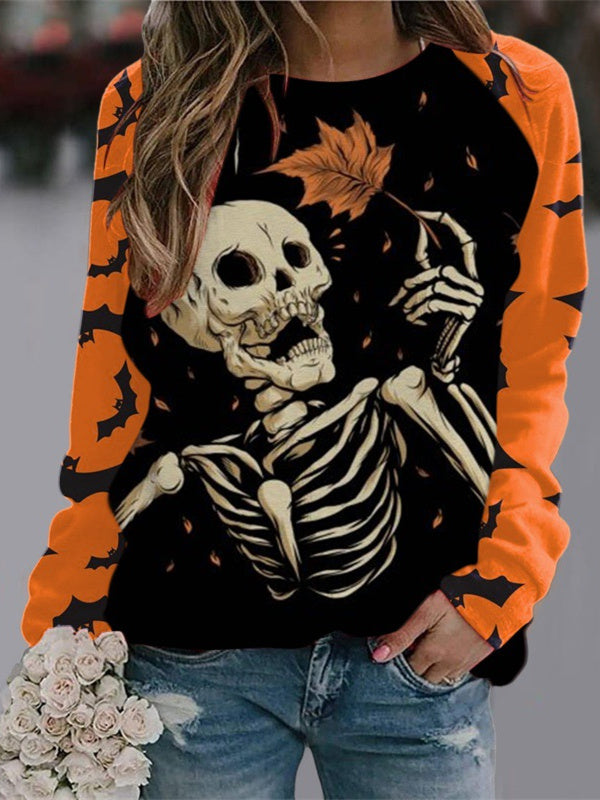 Women Long Sleeve V-neck Graphic Floral Printed Top