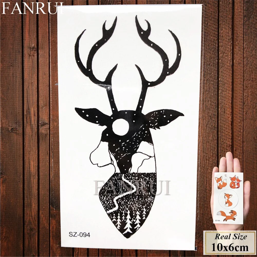 FANRUI Forest Bear Deer Temporary Tattoo Stickers Women Women Elk Fake Tatoo Body Arm Buy Summer Style Tattoo illustration Tree