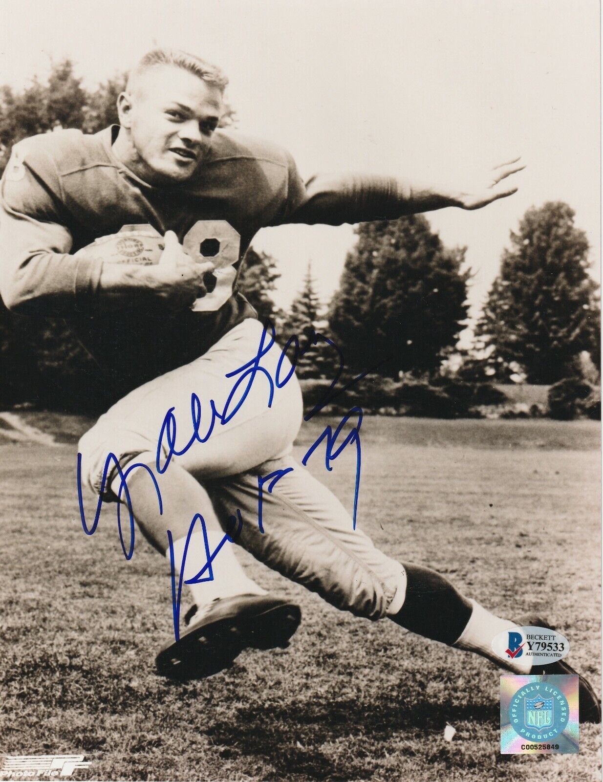 YALE LARY Signed Detroit LIONS 8x10 Photo Poster painting with Beckett COA & HOF Inscription