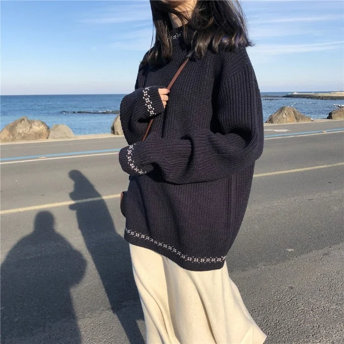 2023 Women Sweater Pullover Female Knitting Overszie Long Sleeve Loose Elegant Knitted Thick Outerwear Womens Winter Sweaters