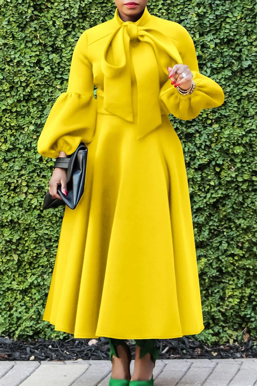 Elegant Solid Bandage Patchwork Half A Turtleneck A Line Dresses