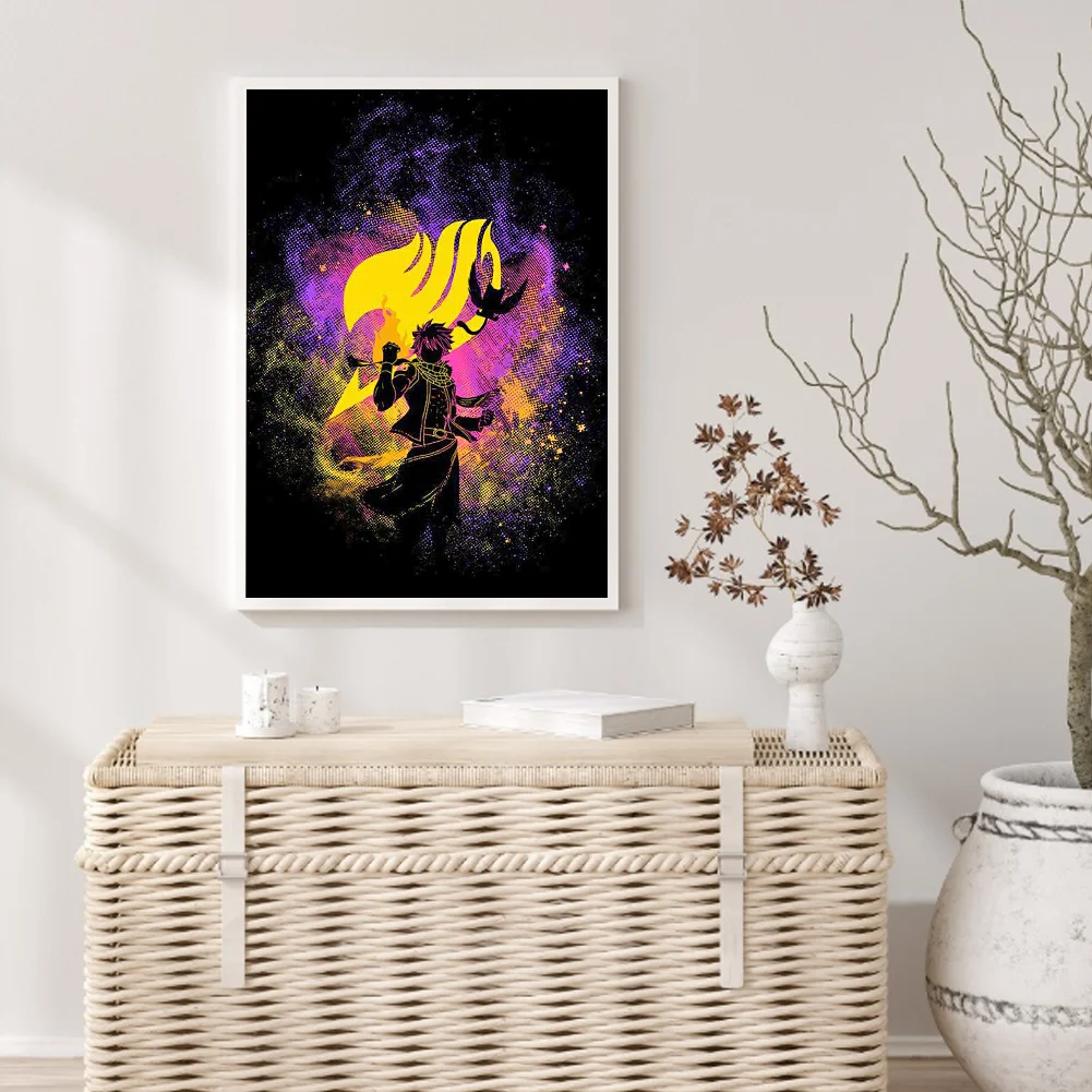 Full Round Diamond Painting 30*40cm - Fairy Tail-Natsu Silhouette