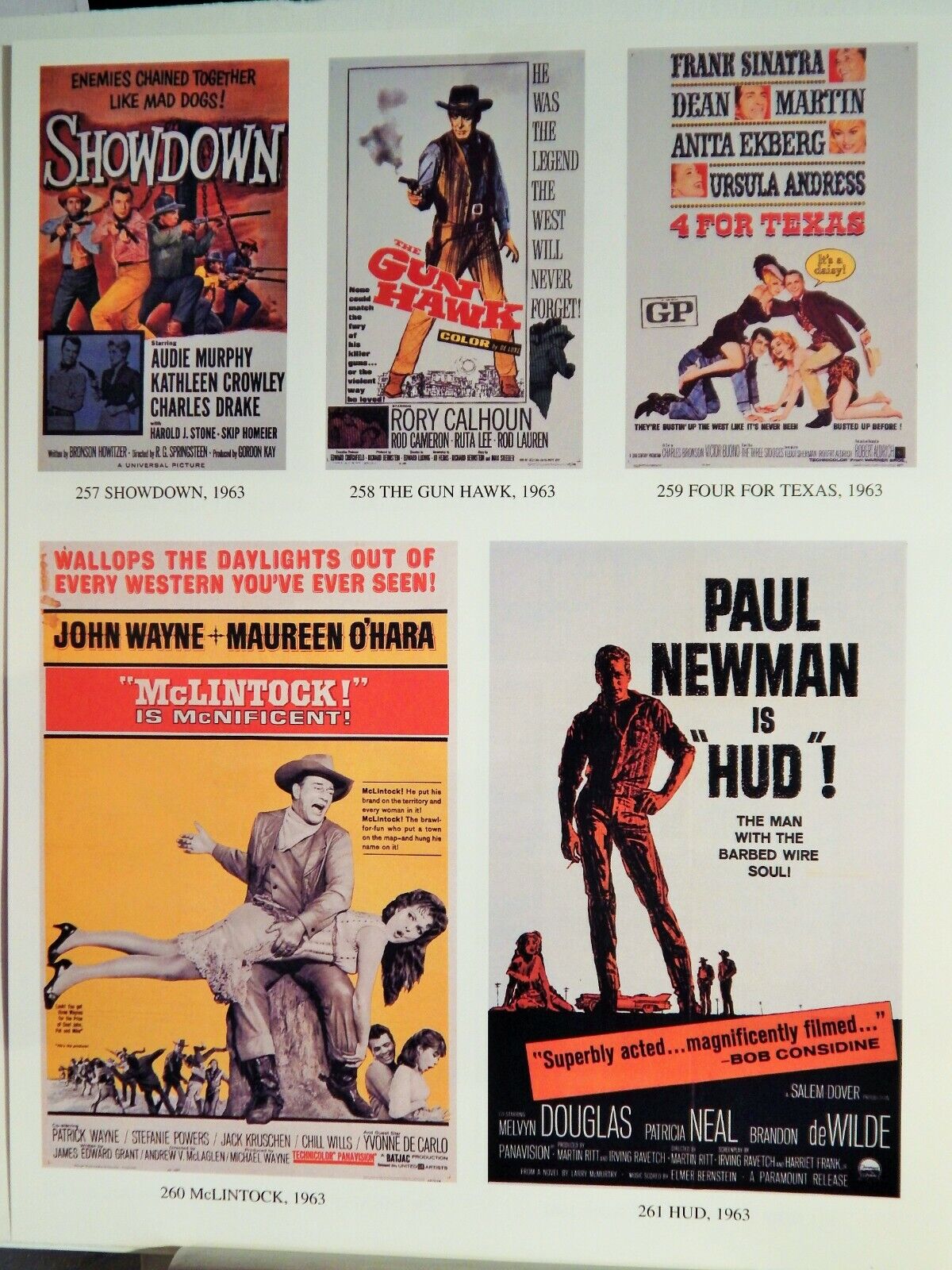 MCLINTOCK / HUD / 4 FOR TEXAS / GUN HAW MOVIE POSTER Photo Poster painting HI-DEF(1998 reprint)