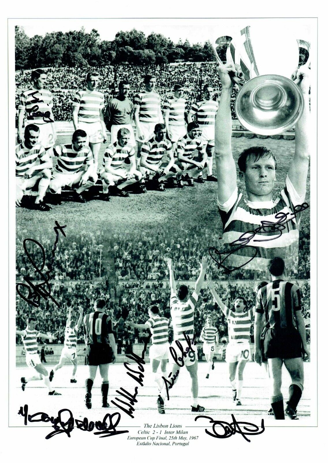 1967 Celtic Lisbon Lions Multi Signed 16x12 Photo Poster painting Montage AFTAL RD Autograph COA