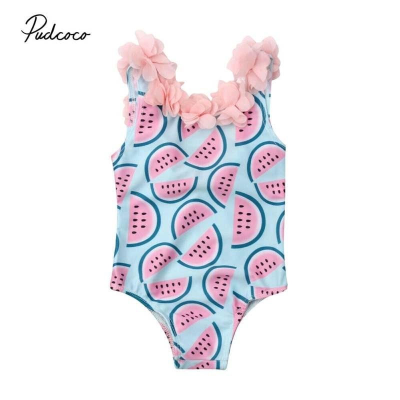 2020 Summer Swimsuit Toddler Infant Baby Girls Floral Watermelon Swimsuit Swimwear Swimming Backless Floral Bikini 6M-4T