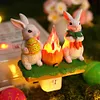 Resin Bunny Campfire Flickering Night Light Plug Into Wall Easter Decoration(US)