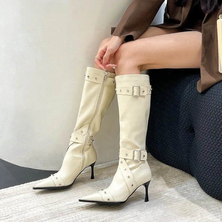 Yyvonne Cowboy Boots Girl In The Fall Of 2025 New Hottie Sharp Willow High And Long Barrel Fashion Boots