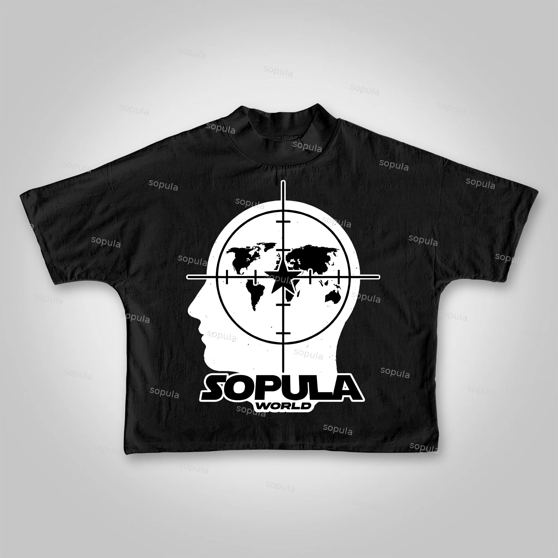 Sopula Street Map Crosshair Pattern Cropped T-shirt