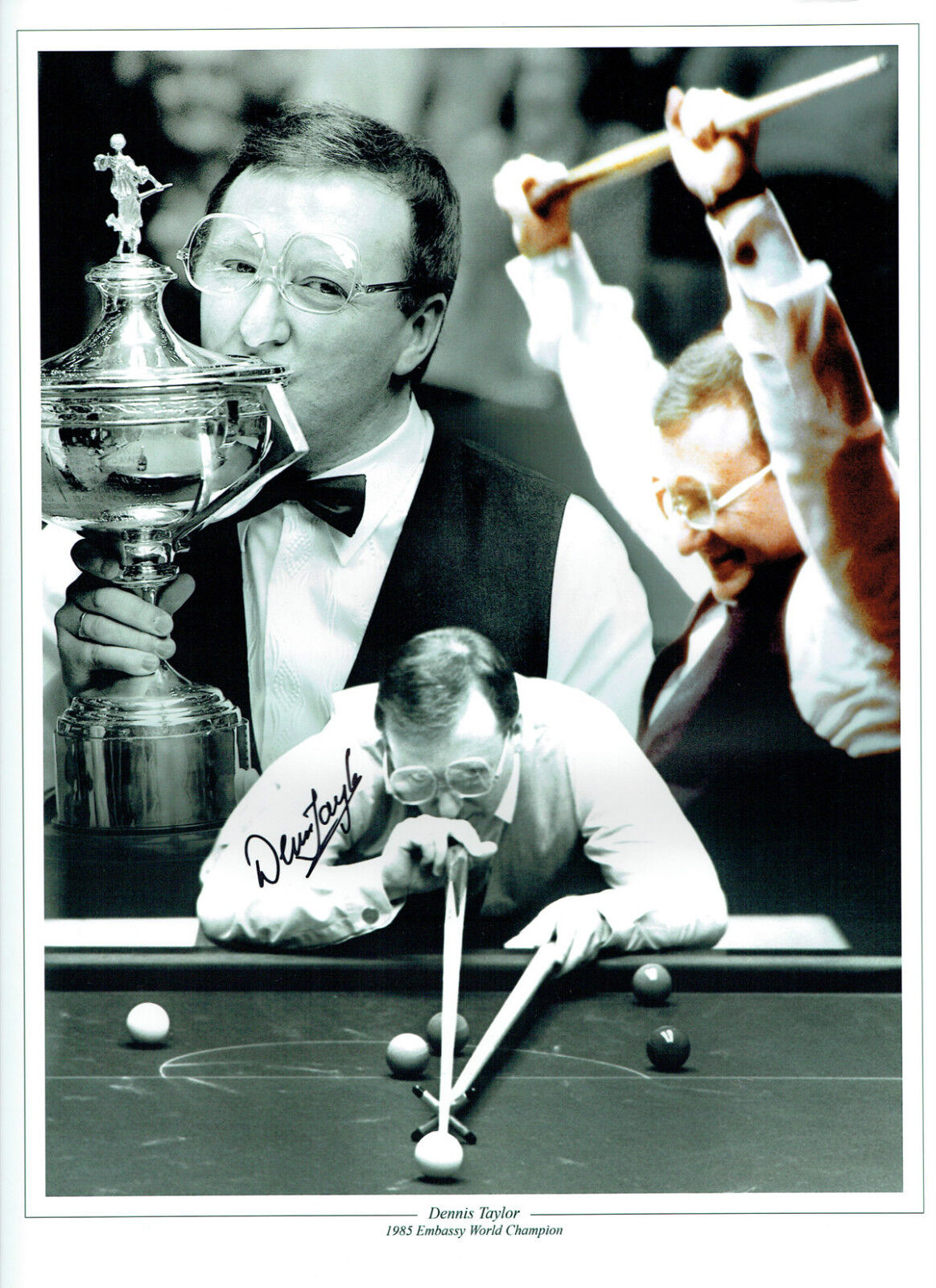 Dennis TAYLOR Signed Autograph Large 16x12 SNOOKER Montage Photo Poster painting AFTAL COA