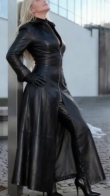 PU Stand Collar Leather Dress Motorcycle Punk Long Sleeve Coat