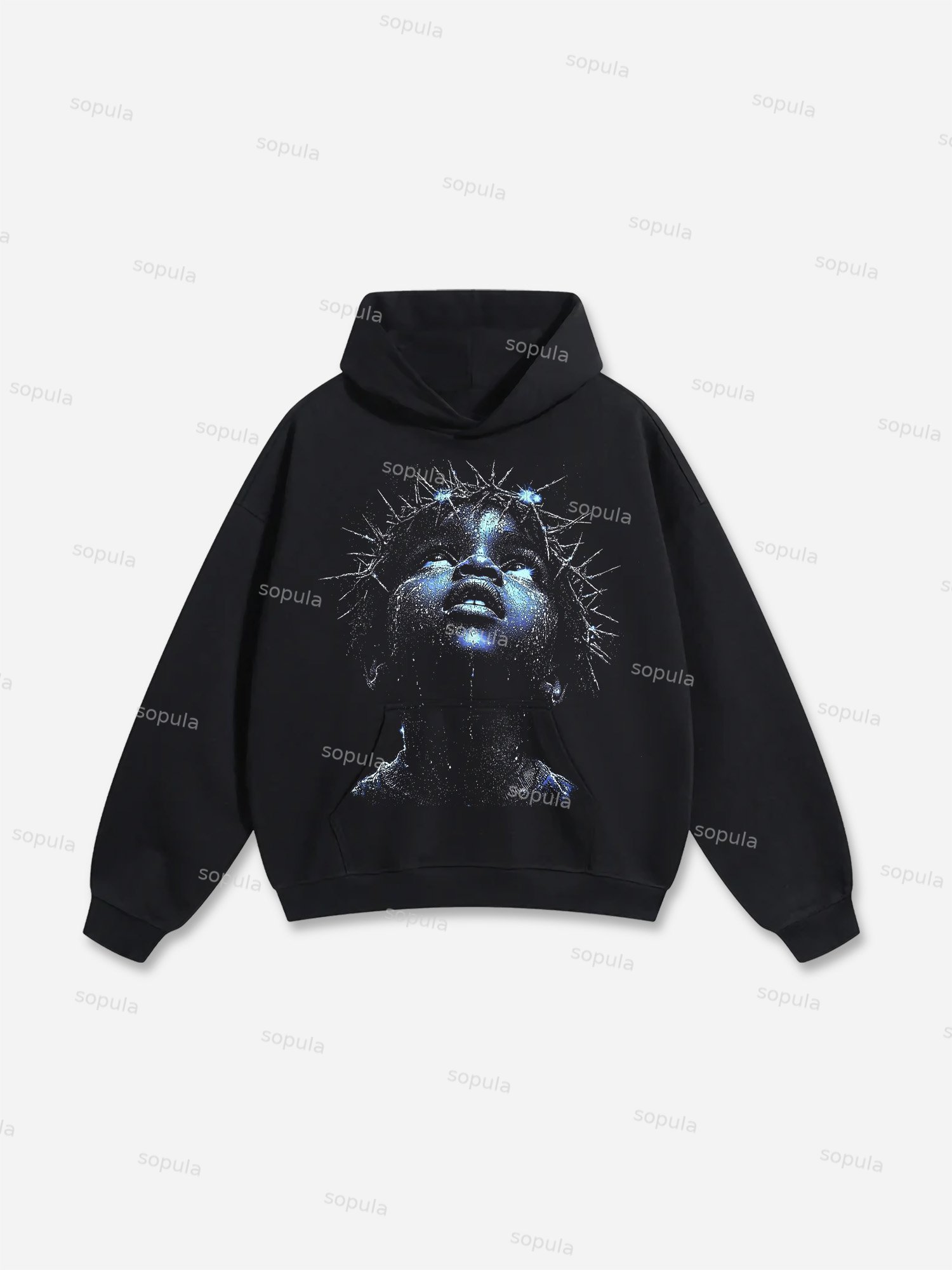Men's Vintage Child With Thorns Graphic Cotton Hoodie - SOPULA
