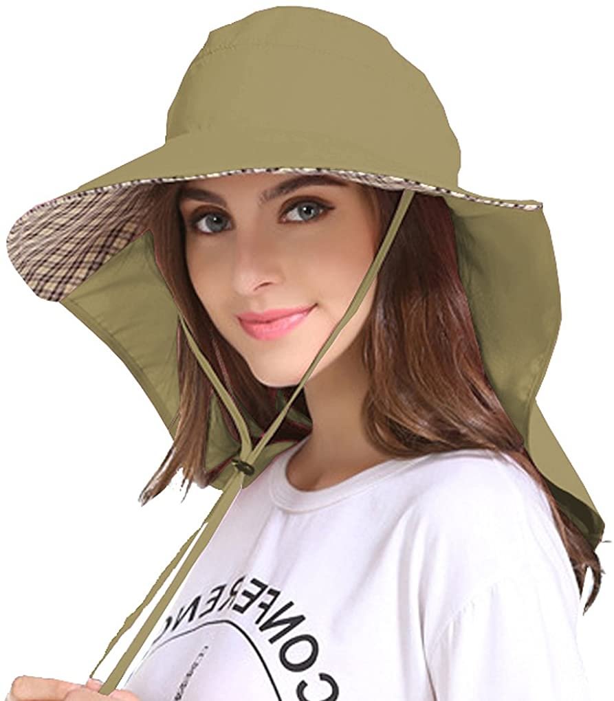 Women & Men Outdoor Sun Hat UV Protection Fishing Hiking Caps with Face Neck Flap Cover UPF 50+