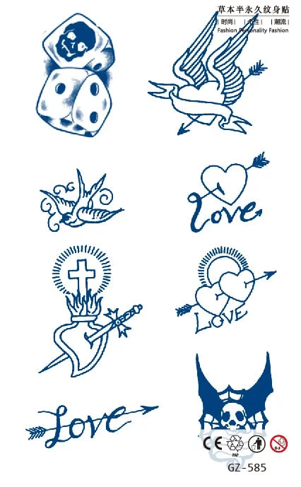 Temporary Tattoo Stickers Love Creative Geometry Totem Juice Ink Lasting Waterproof Sexy Girl Arm Face Neck Realistic Fake Tatoo