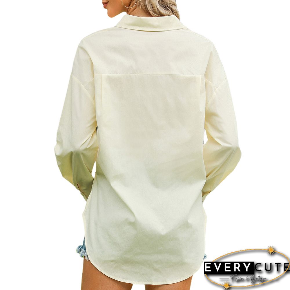 Yellow Solid Turndown Collar 100%Cotton Shirt