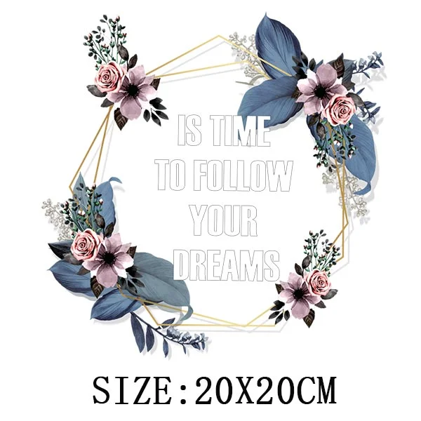 Beautiful Flowers Thermal Sticker On T-shirt DIY Washable Patches On Clothes Funny Design Iron On Transfer For Hoodies Bag Decor