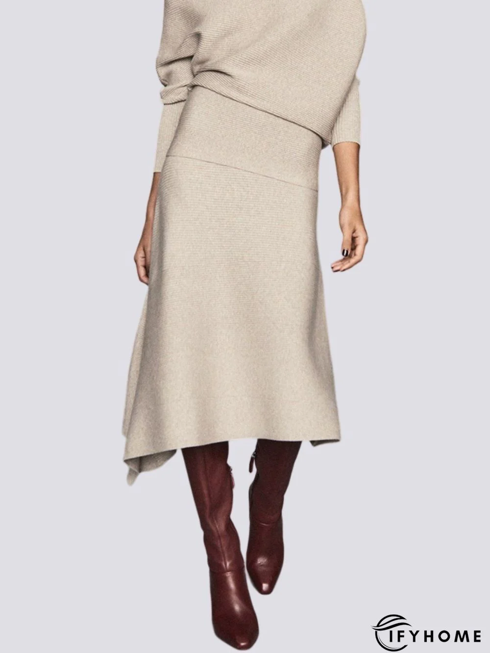 Elegant Plain Regular Fit Mid Waist Skirt | IFYHOME