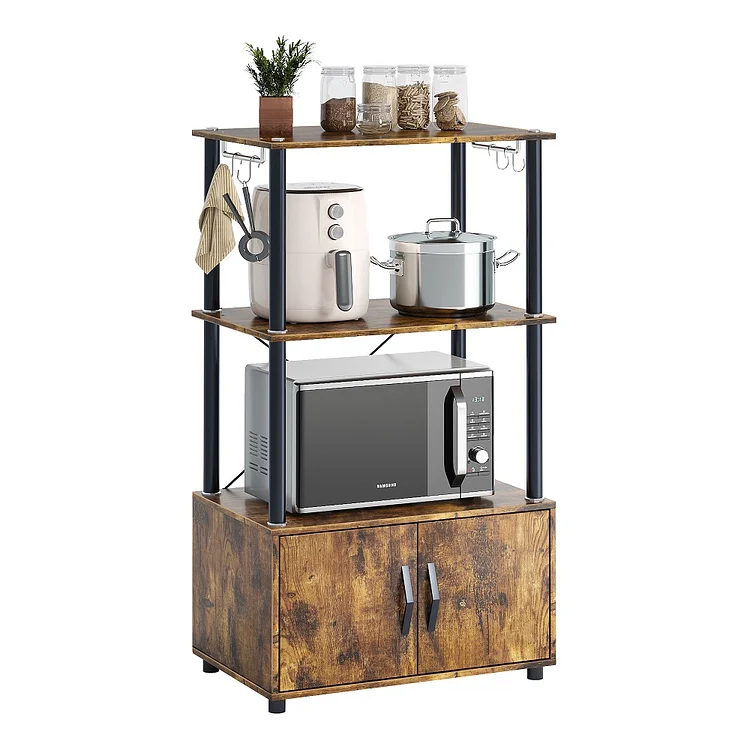 Bestier 3-Tier Kitchen Baker's Rack Microwave Oven Stand with Storage Cabinet Rustic