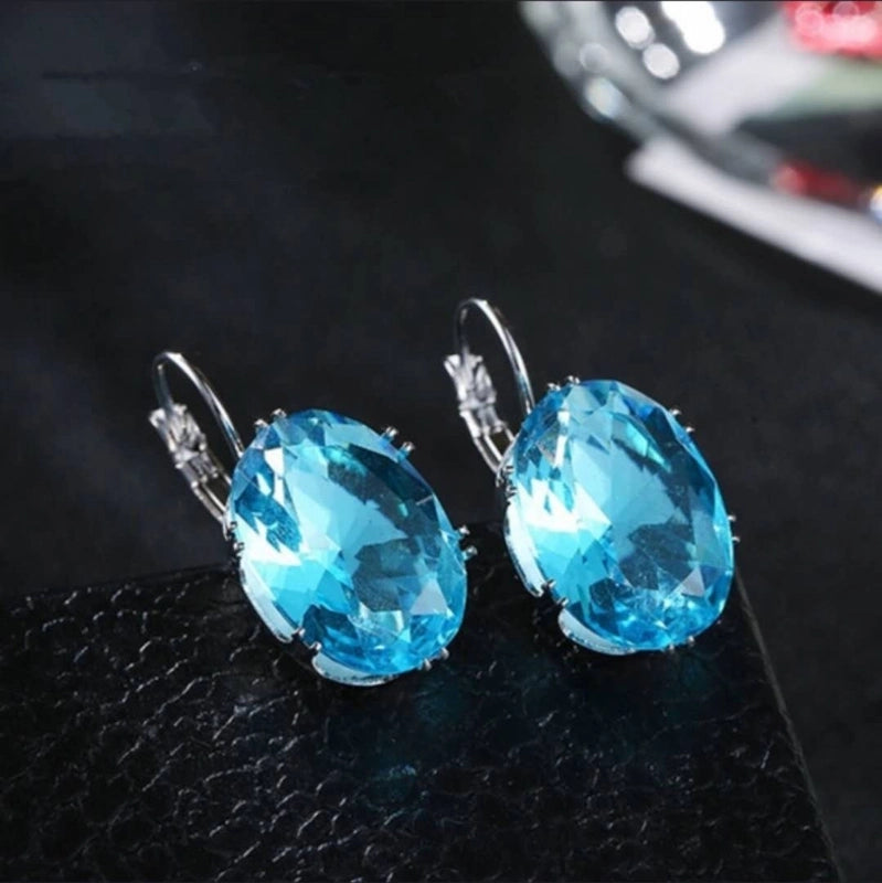 Jewelry Light Luxury Niche Colored Gemstone Stud Earrings Women’s Fashion Trendy Design Popular Earrings Earrings