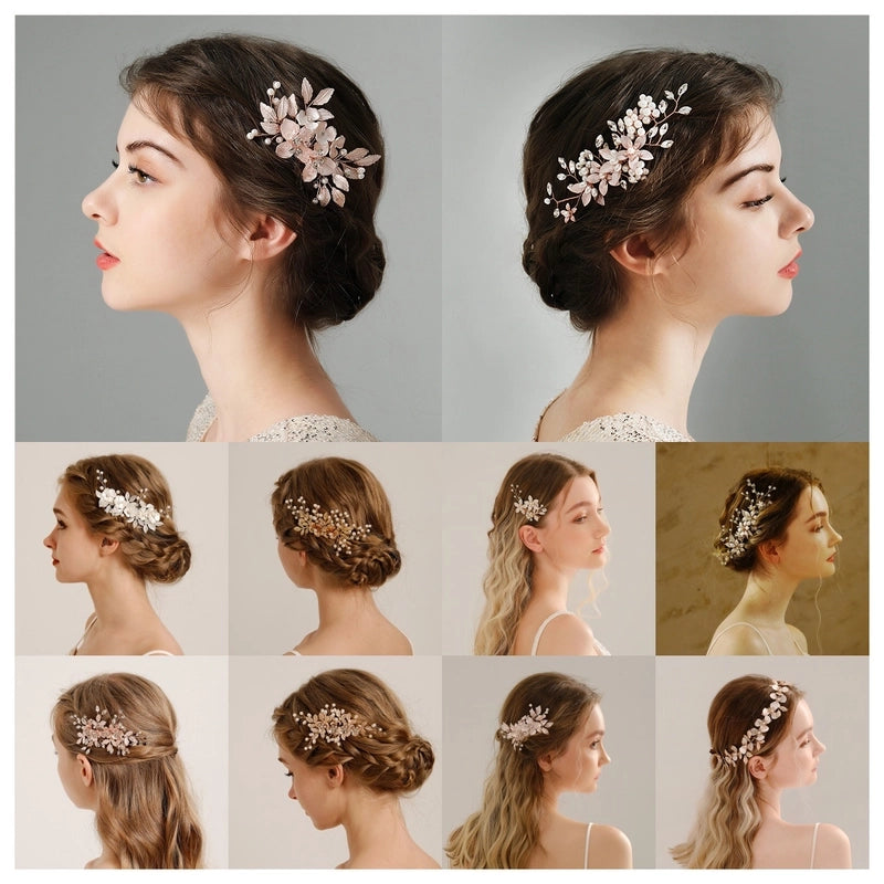 Elegant Bridal Women's Flower Alloy Diamond Insert Comb