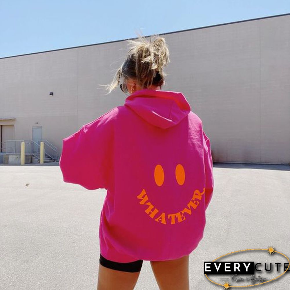 Whatever Smiley Print Women's Casual Sweatshirt