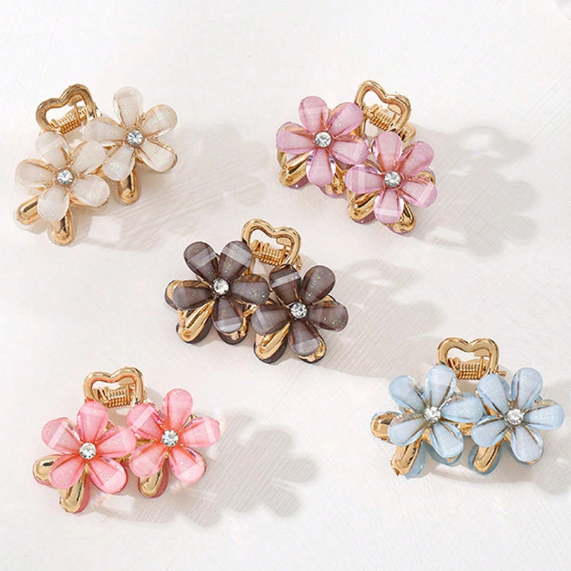 Cute Sweet Women’s Daisy Artificial Crystal Metal Inlay Rhinestones Hair Claws