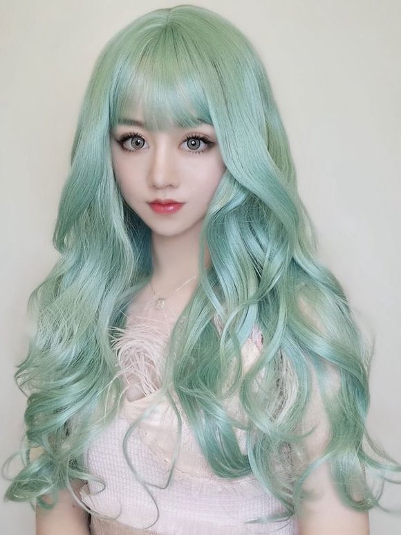 Women Wig Long Heat Resistant Fiber Tousled Wavy Hair Wig Novameme