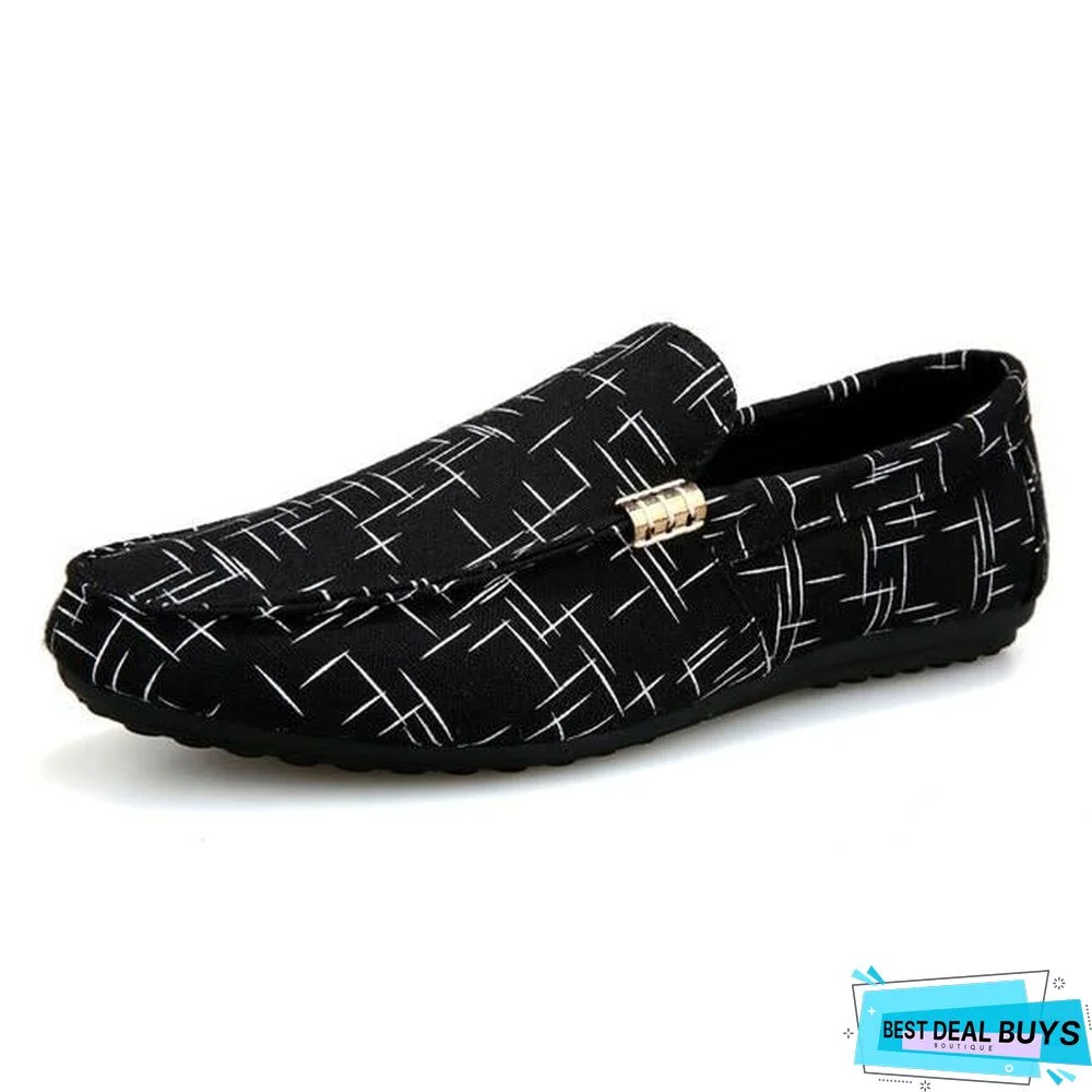 Men Summer Light Canvas Loafers Shoes Breathable Fashion Flat Footwear