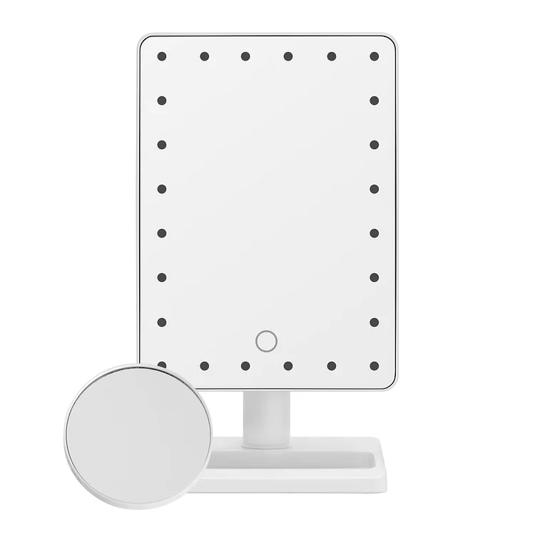 Vanity Makeup Mirror, Large Cosmetic Mirror with Touch Dimmable Memory Function and 10x Magnification Spot Mirror, White (Battery Not Included)