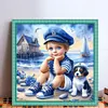 Boy And Puppy-11CT Stamped Cross Stitch 45*45cm/17.72*17.72in