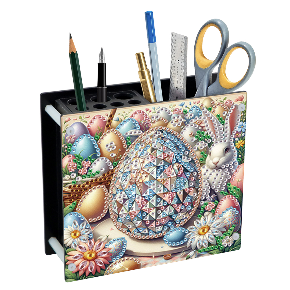 Acrylic Special Shaped Easter 5D DIY Diamond Painting Pen Holder for Home Decor