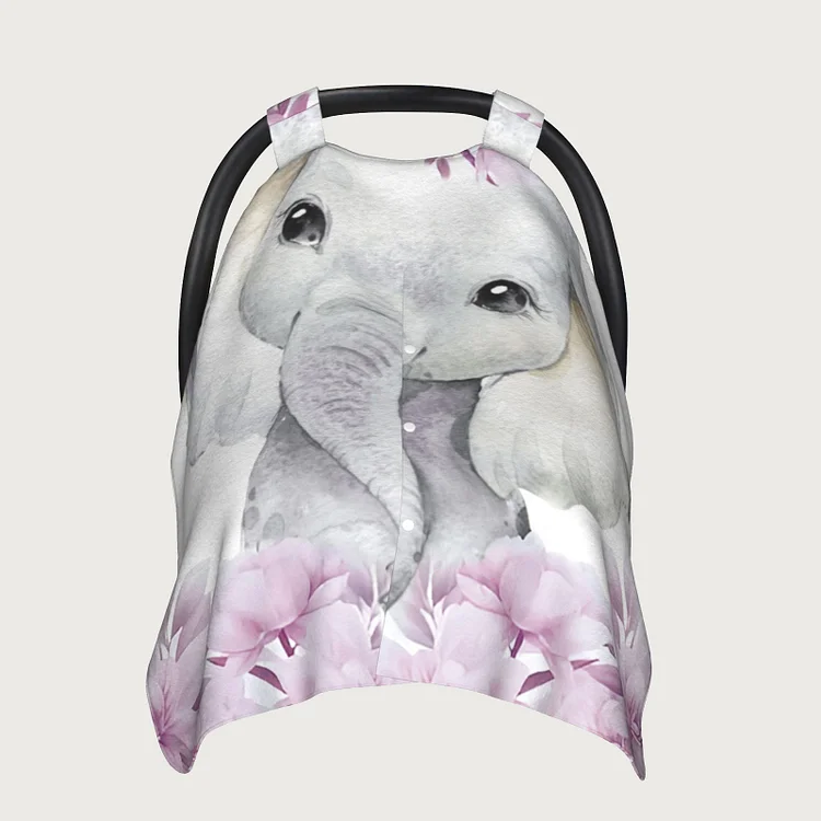 Personalized Baby Purple Elephant Car Seat Canopy for Comfort & Unique| C69
