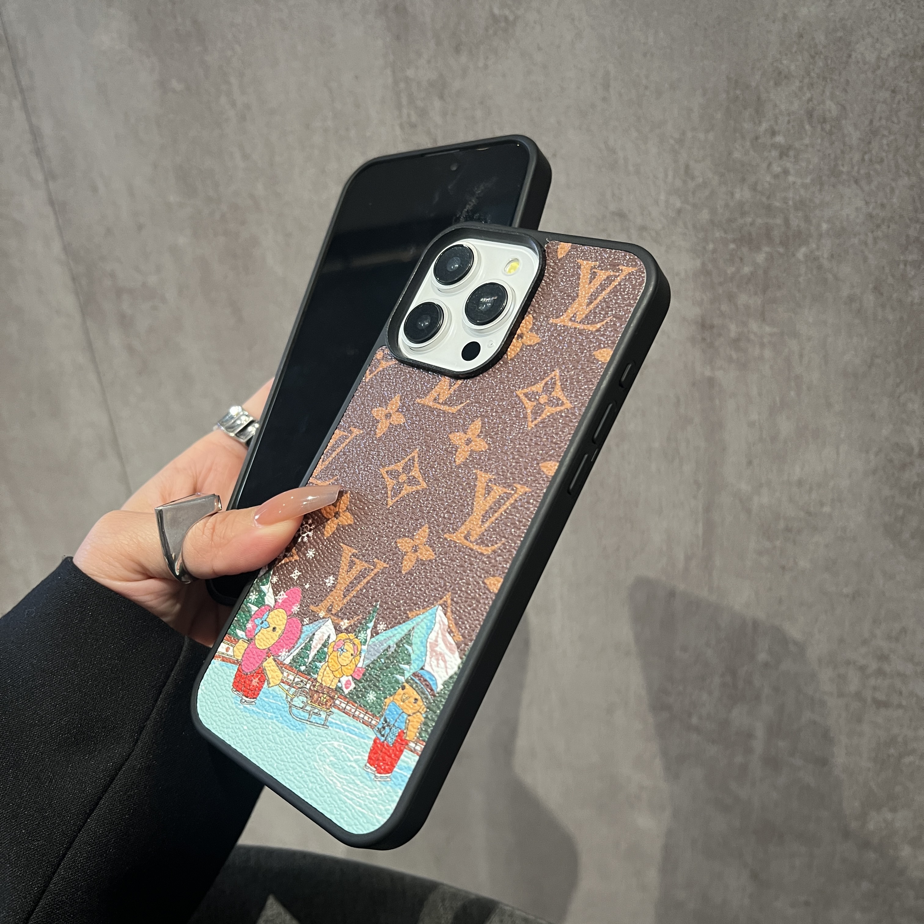 LV Vivian canvas leather Apple iPhone case