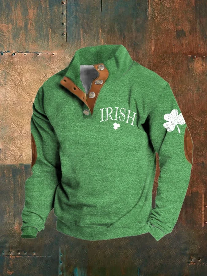 Men's St. Patrick's Day Lucky Shamrock Print Sweatshirt  socialshop