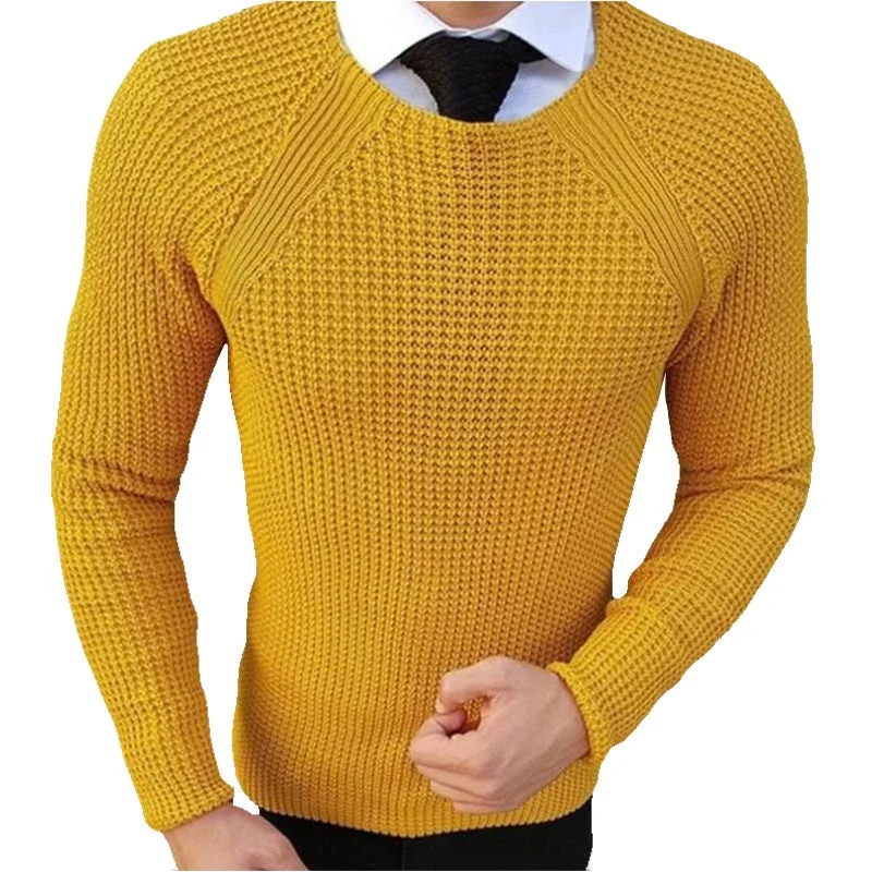 Men's Knitted Sweater Round Neck Long Sleeve Pullover