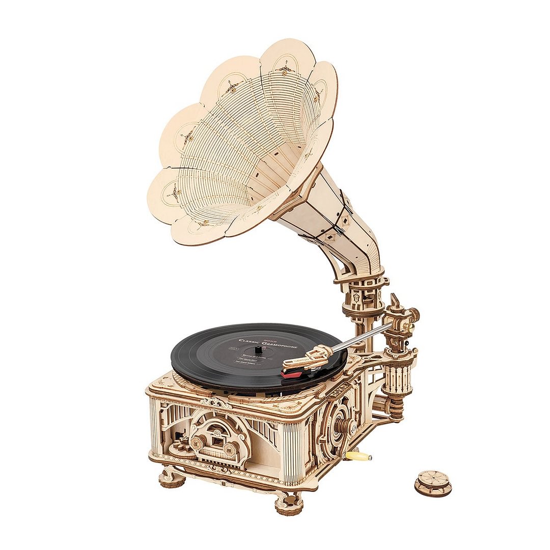robotime-nl ROKR DIY Crank Classic Gramophone LKB01 (Hand Rotating)