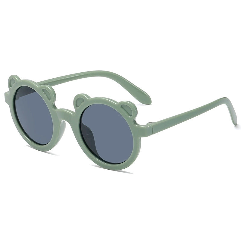 Vintage Style Bear Pc Round Frame Full Frame Kids Sunglasses