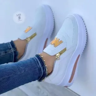 Breakj Breakj New Large-Size Sports Single Shoe Pine Cake Flat Bottom Zipper Color Casual Sneakers